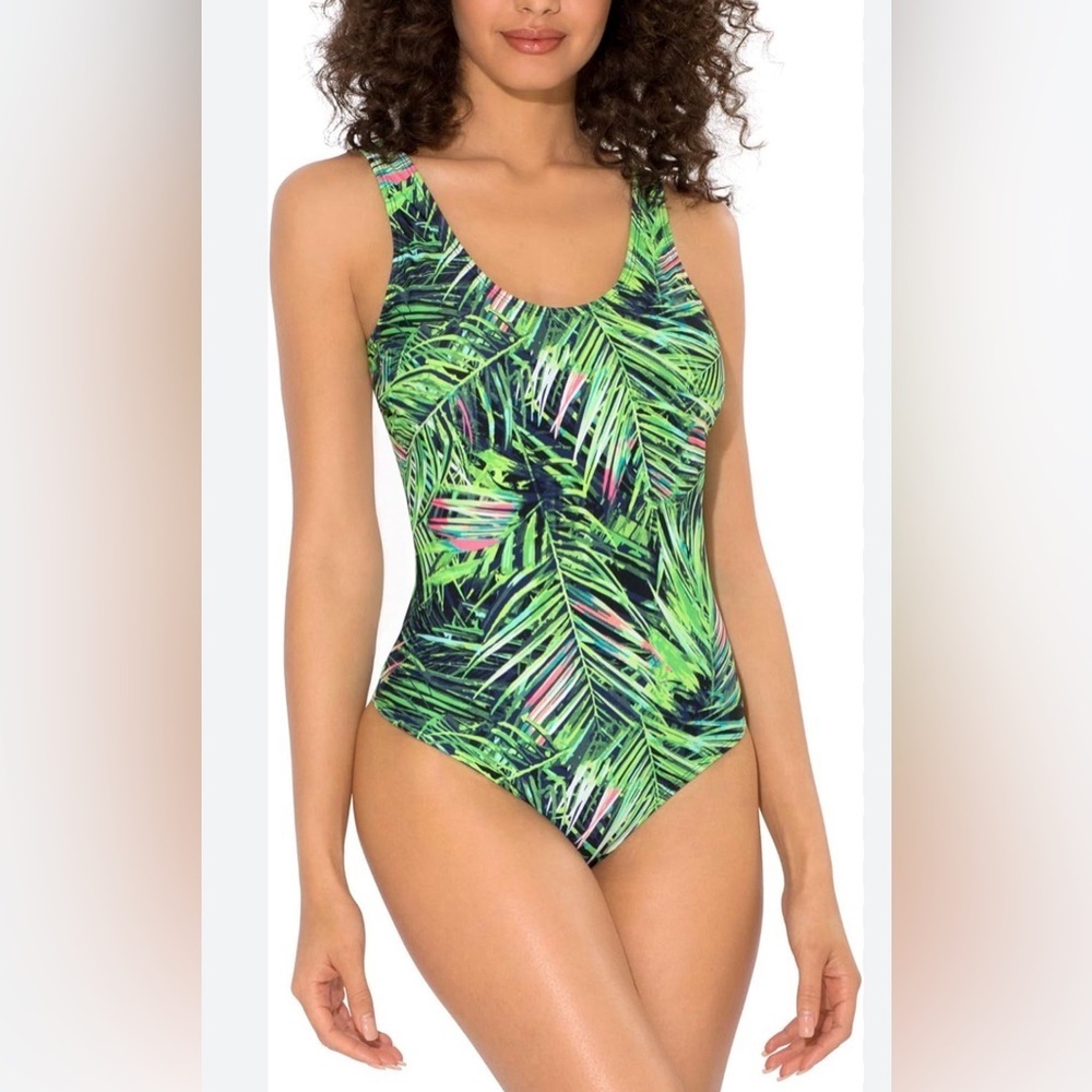 Smart & Sexy Green Tropical One Piece Swimsuit
